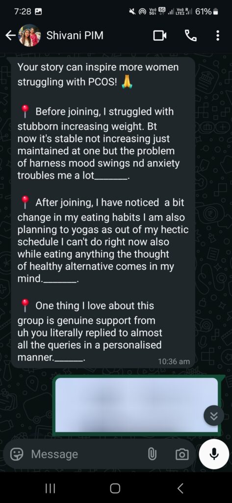 PCOS Journey Transformation: Struggling with eating habits and mood swings? Read how our community provides genuine support and personalized guidance to help women make healthier choices.